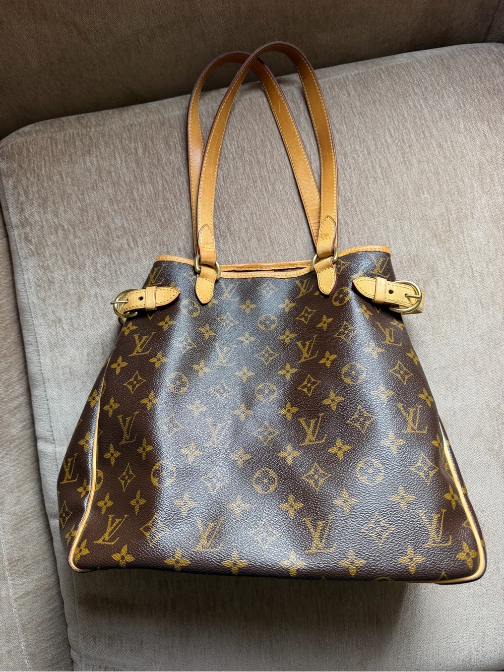 Louis Vuitton Monogram Canvas Shoulder Tote with Tan Trim - Picture 5 of 11